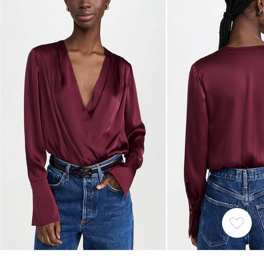 Favorite Daughter Date Blouse Bodysuit - Elegant Burgundy Wrap Top